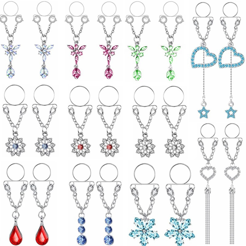 New 1 Pair Sexy Tassel Crystal - مراجعة Body Jewelry Nipple Rings وسعره