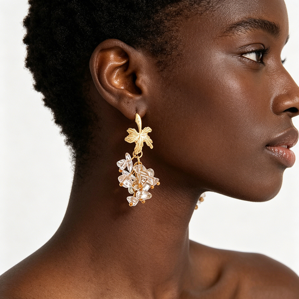 Vintage Gold Plated Leaf Dangl - مراجعة Cluster Stud Ear وسعره