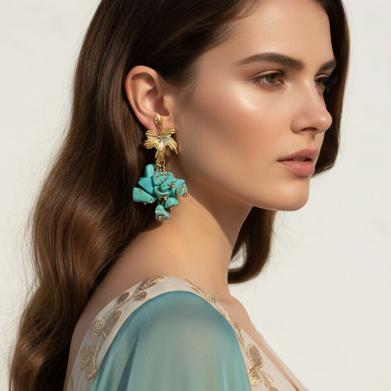 Vintage Gold Plated Leaf Dangl - مراجعة Cluster Stud Ear وسعره