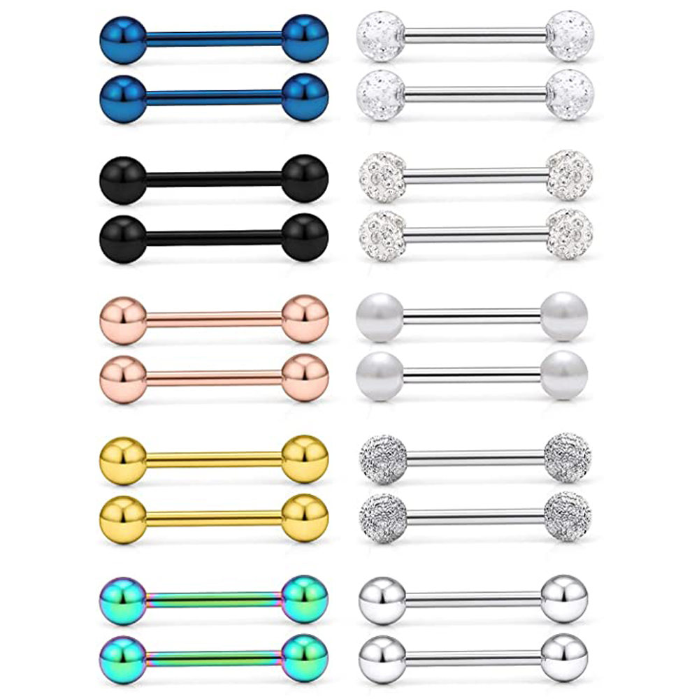 14G Tongue Rings Nipple Rings  - مراجعة Body Jewelry Nipple Rings وسعره