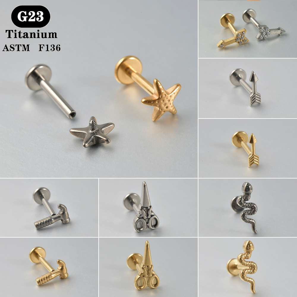 1PC ASTM F136 Titanium Labret  - مراجعة Tragus Flat Back وسعره