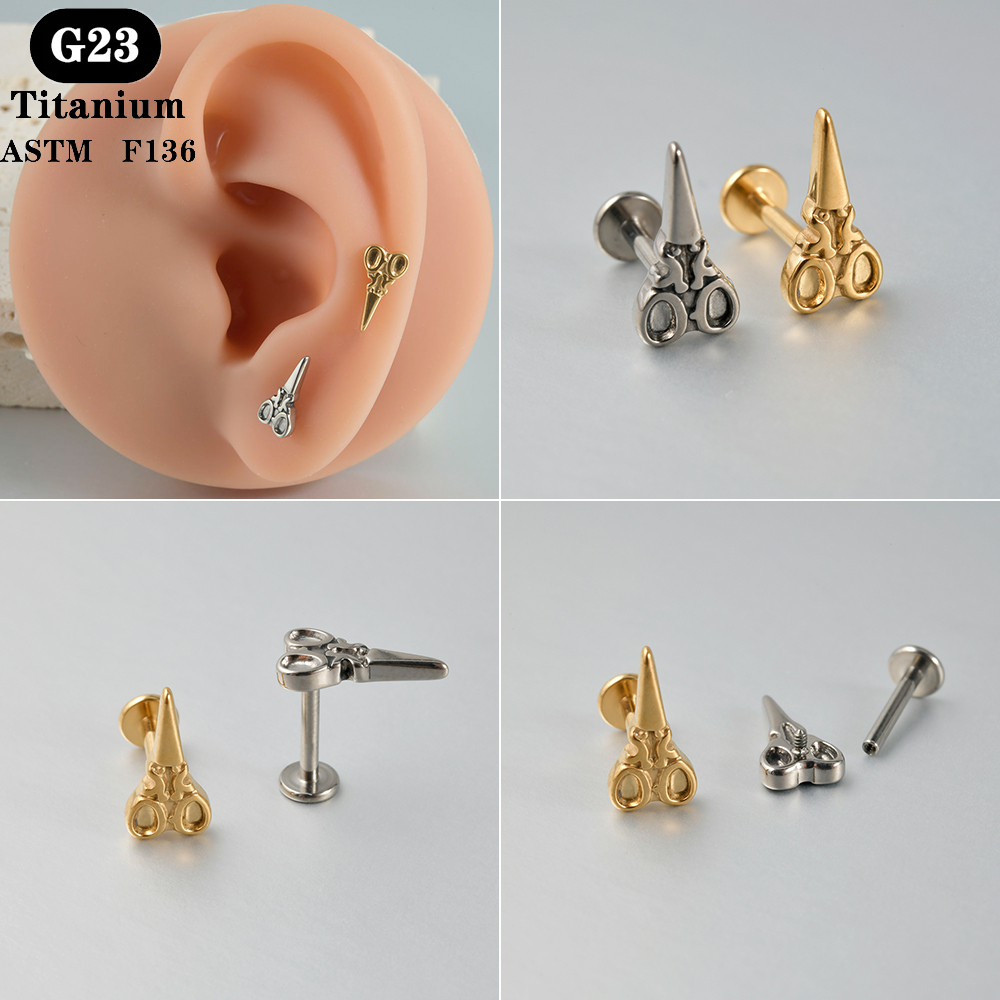 1PC ASTM F136 Titanium Labret  - مراجعة Tragus Flat Back وسعره