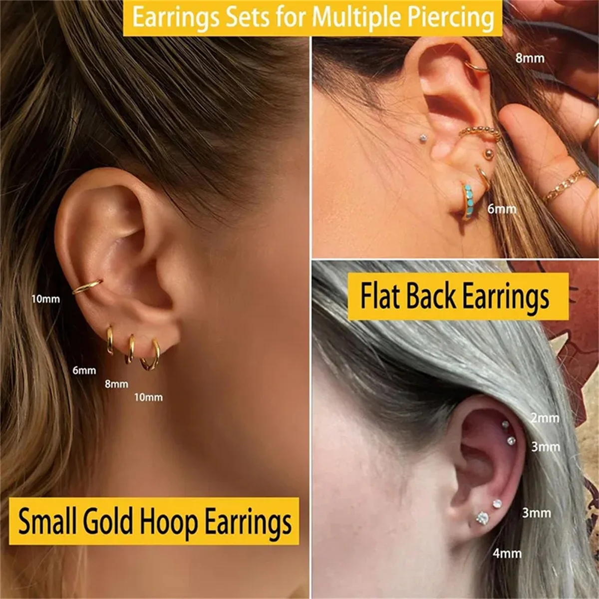 3/5/6/10pcs Hypoallergenic Sta - مراجعة Tragus Flat Back وسعره