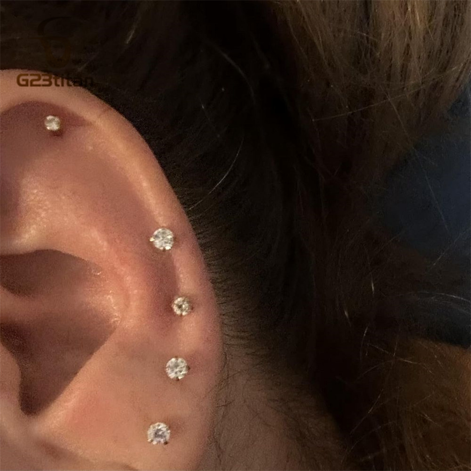 2pc G23 Titanium Push In Earri - مراجعة Tragus Flat Back وسعره