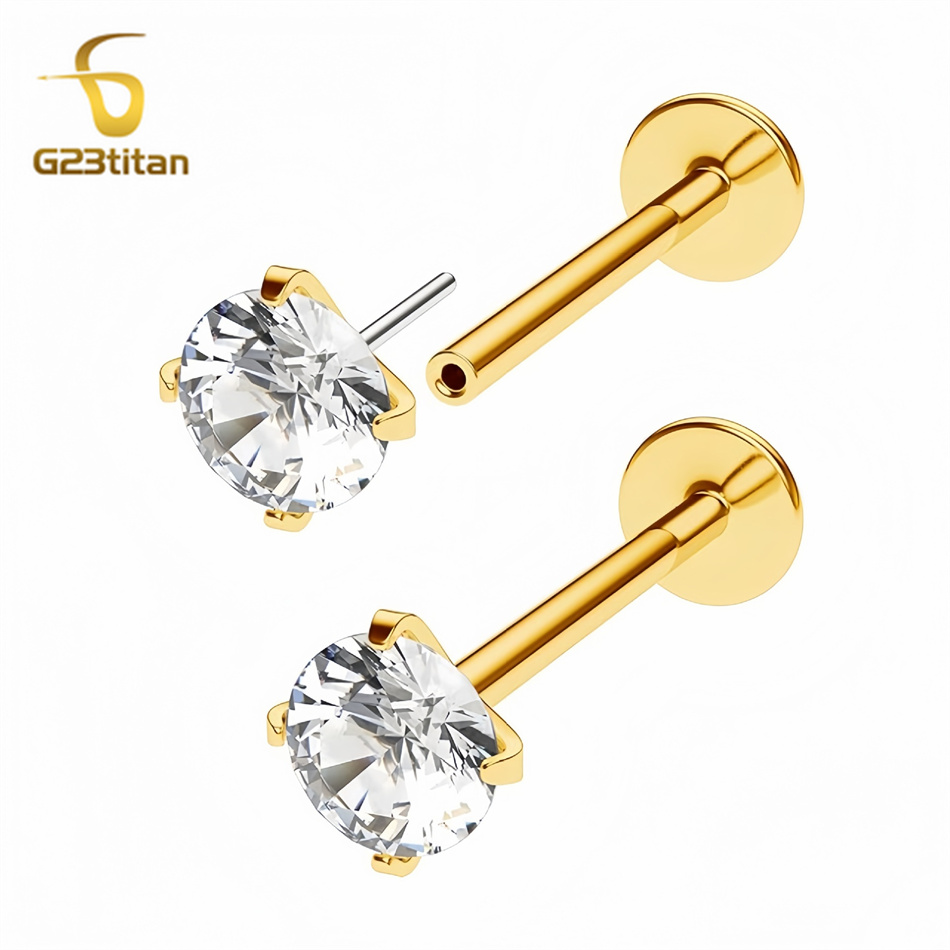 2pc G23 Titanium Push In Earri - مراجعة Tragus Flat Back وسعره