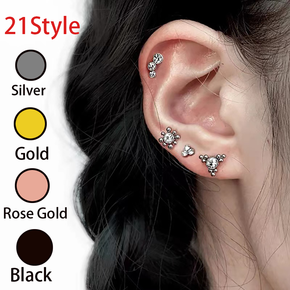 1PC Black Gold Silver Color St - مراجعة Cluster Stud Ear وسعره