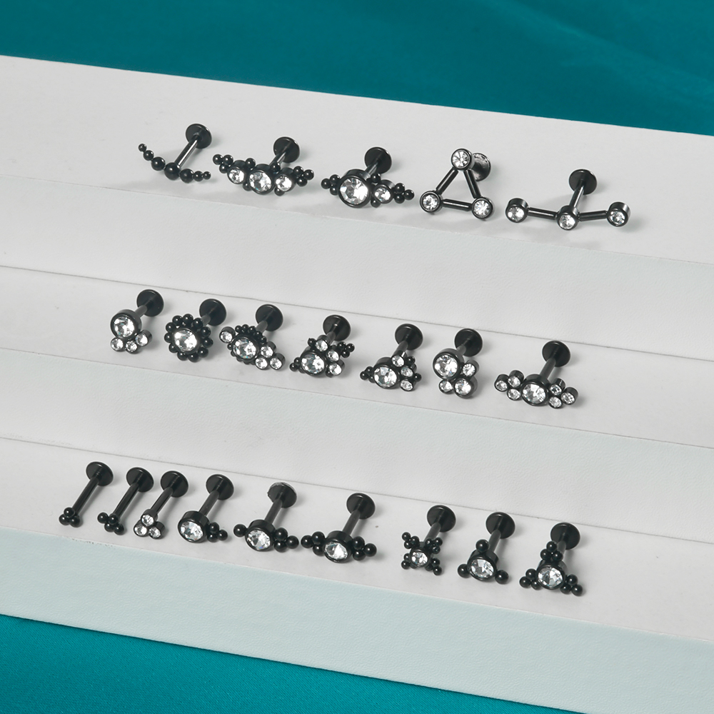 1PC Black Gold Silver Color St - مراجعة Cluster Stud Ear وسعره