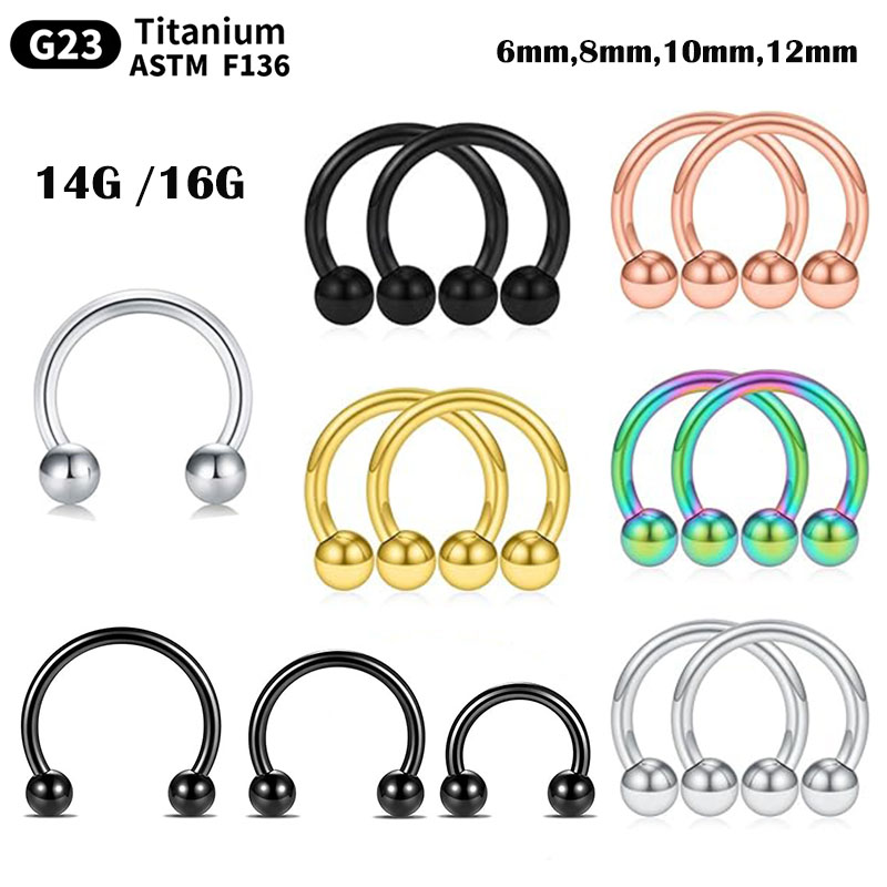 1/5Pcs Titanium Horseshoe Sept - مراجعة Body Jewelry Nipple Rings وسعره