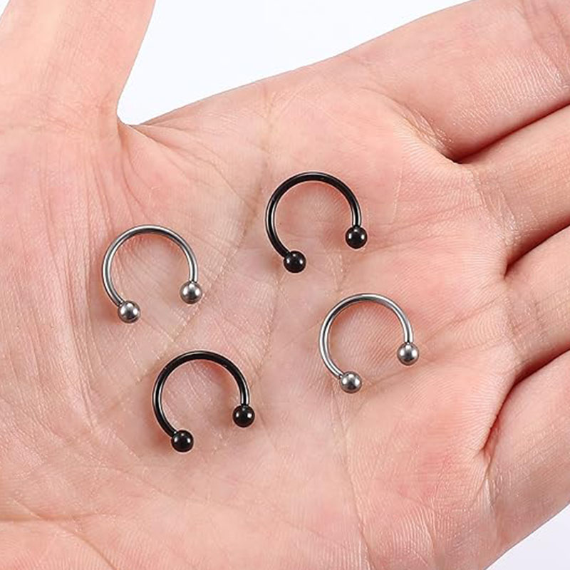 1/5Pcs Titanium Horseshoe Sept - مراجعة Body Jewelry Nipple Rings وسعره