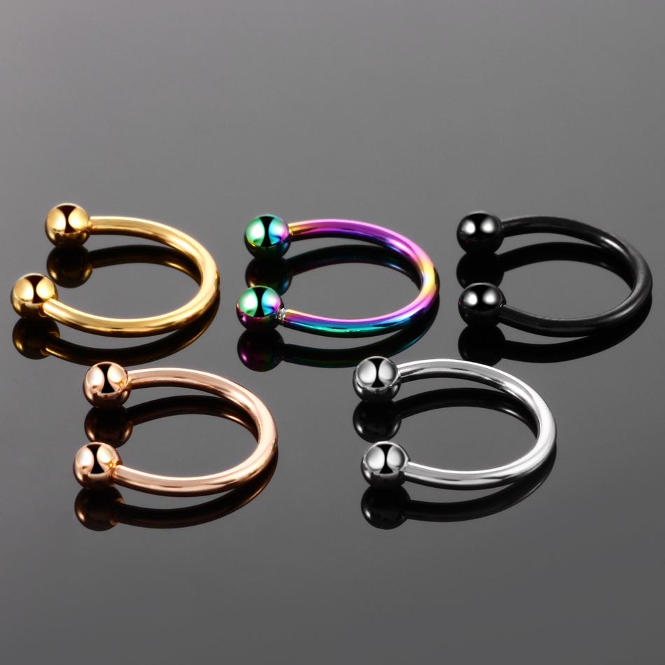 1/5Pcs Titanium Horseshoe Sept - مراجعة Body Jewelry Nipple Rings وسعره