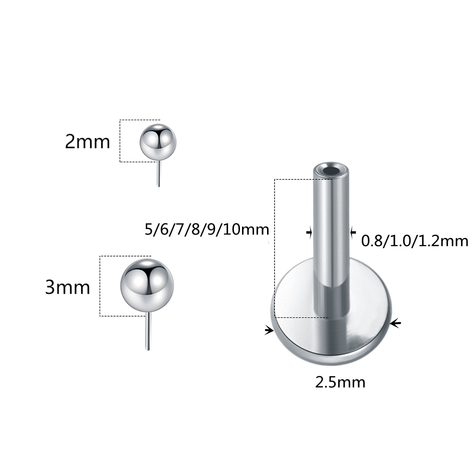 1/10pcs Titanium Push-in Balls - مراجعة Body Jewelry Threadless وسعره