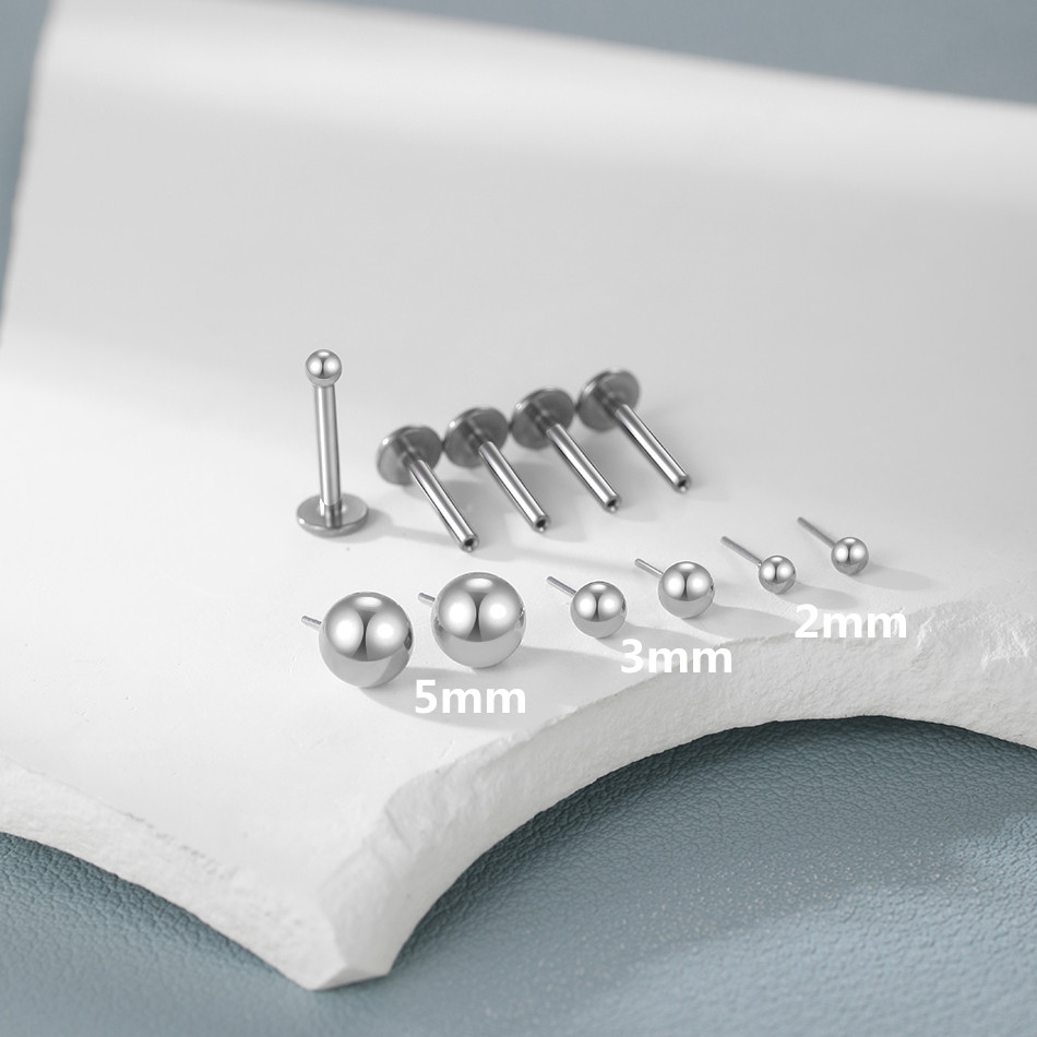1/10pcs Titanium Push-in Balls - مراجعة Body Jewelry Threadless وسعره