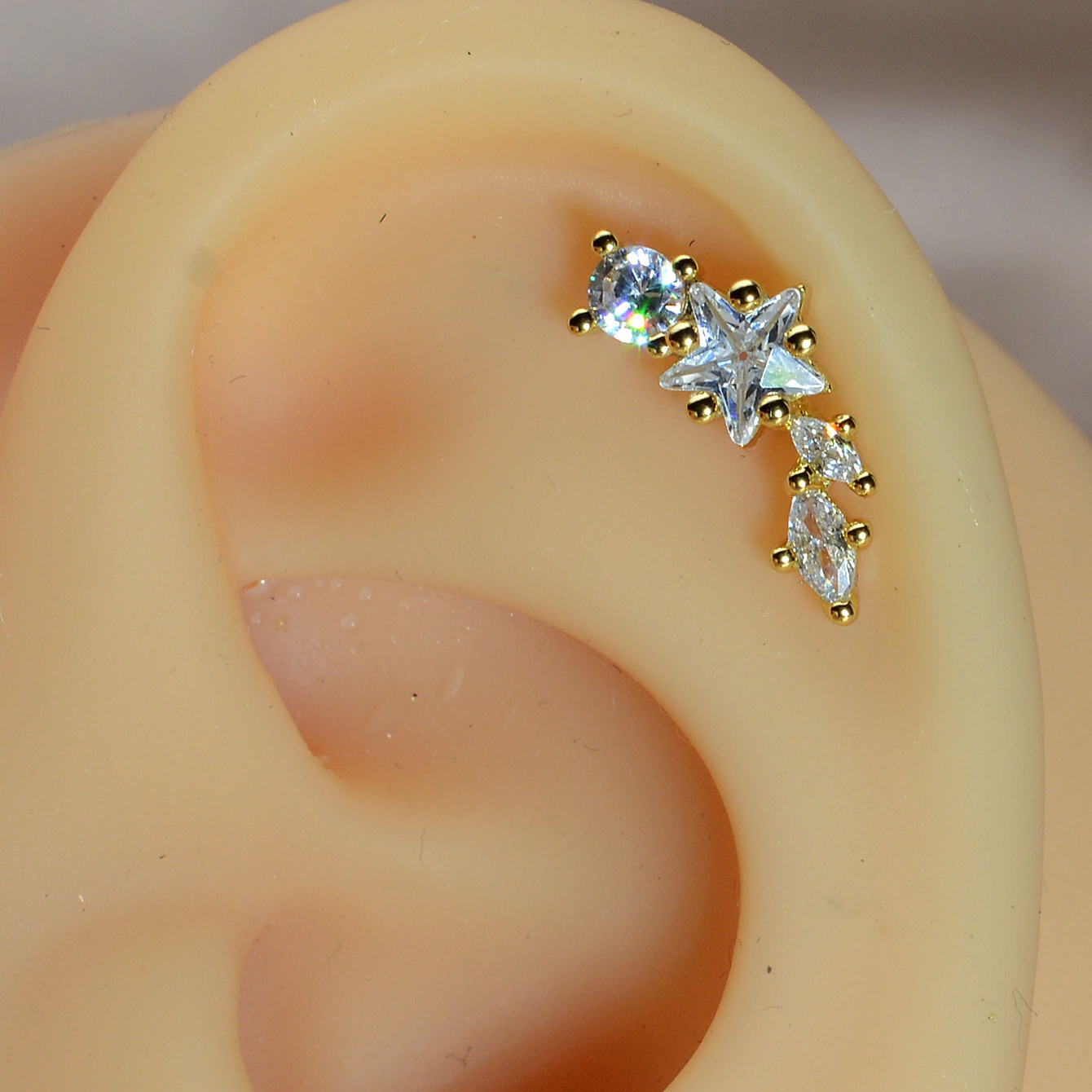 1PC Stainless Steel Star Flowe - مراجعة Tragus Flat Back وسعره