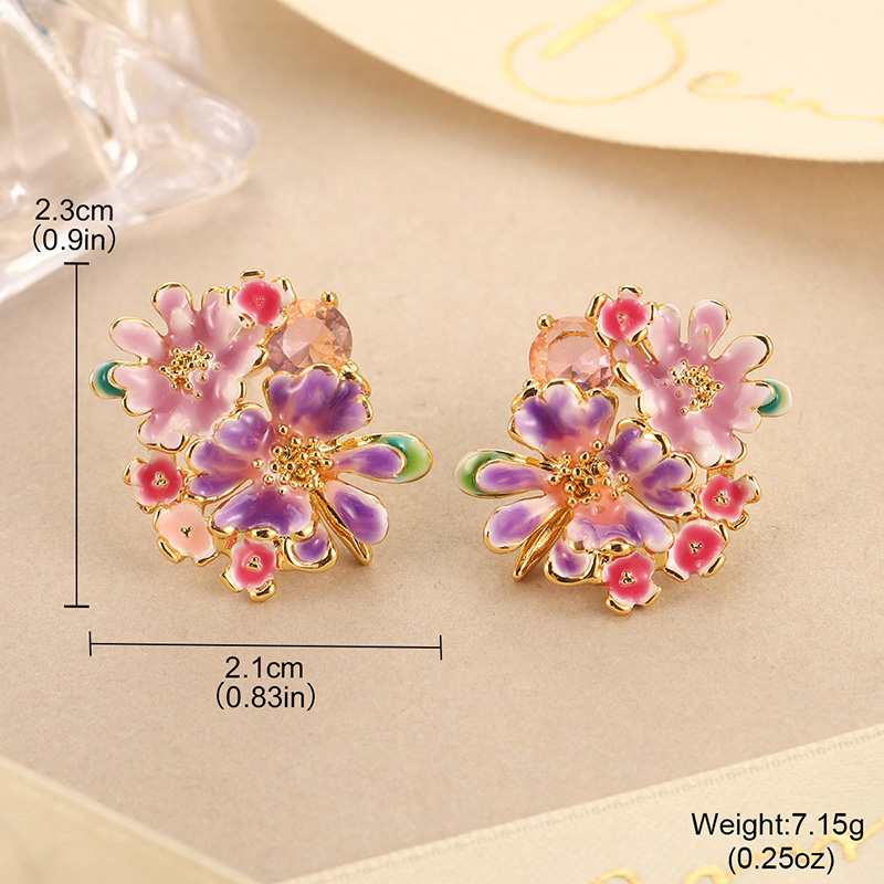 Colorful Enamel Floral Stud Ea - مراجعة Cluster Stud Ear وسعره