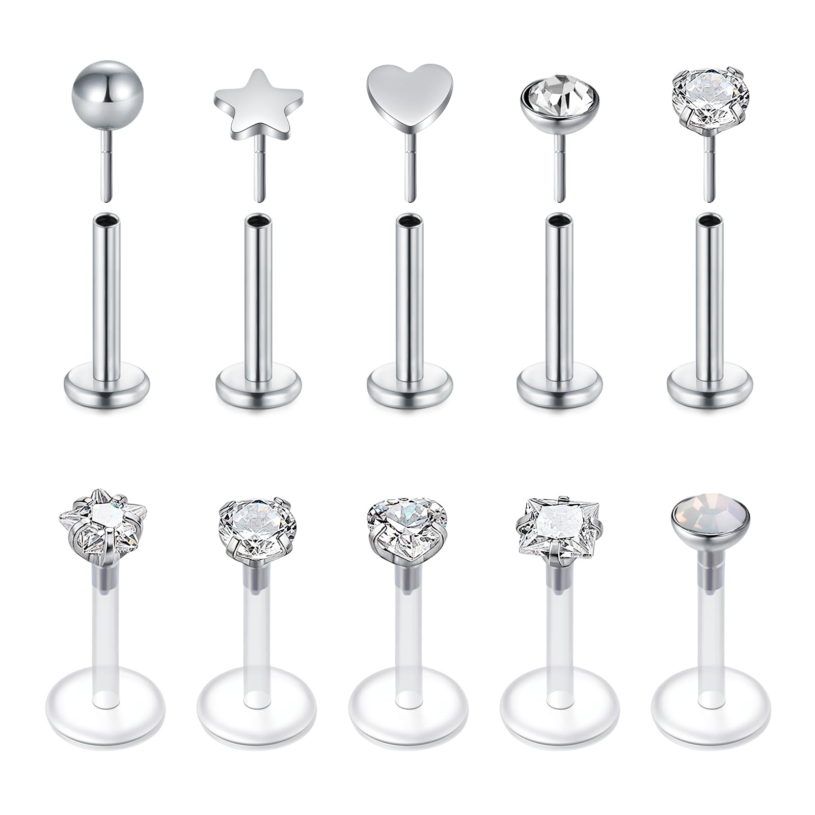 16G Push In Threadless Flat Ba - مراجعة Body Jewelry Threadless وسعره