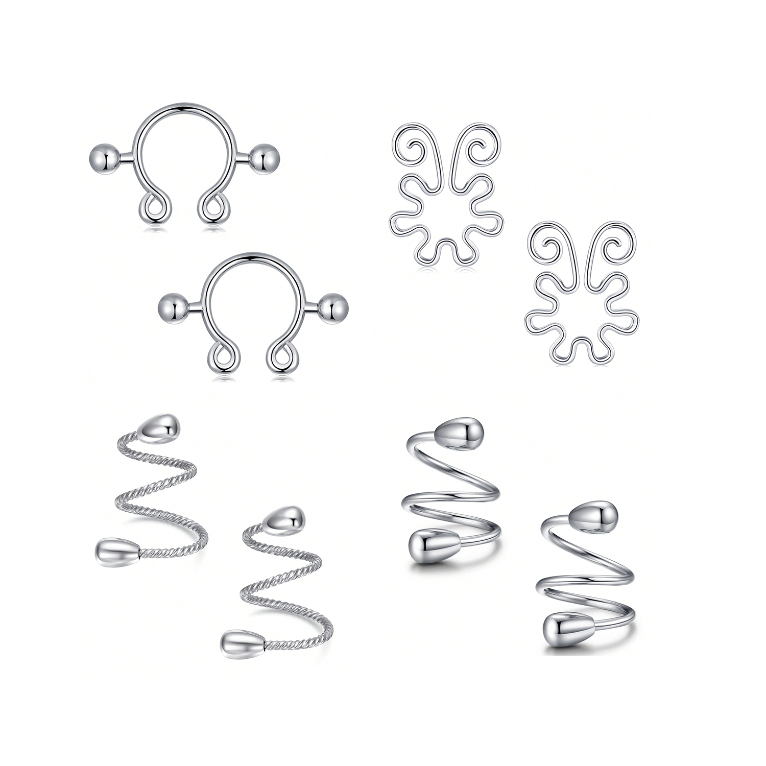 8Pcs Stainless Fake Nipple Rin - مراجعة Body Jewelry Nipple Rings وسعره