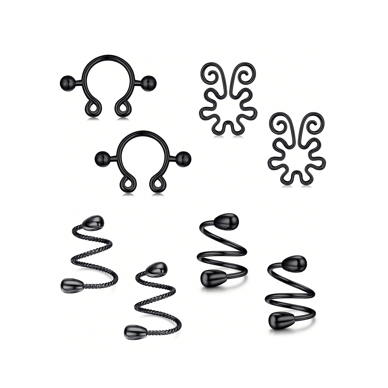 8Pcs Stainless Fake Nipple Rin - مراجعة Body Jewelry Nipple Rings وسعره
