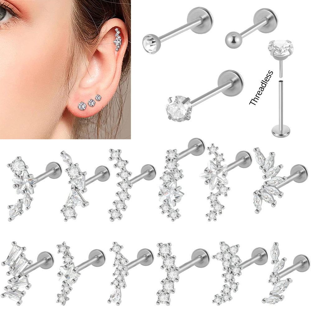 1PC Surgical Steel Zircon Labr - مراجعة Body Jewelry Threadless وسعره