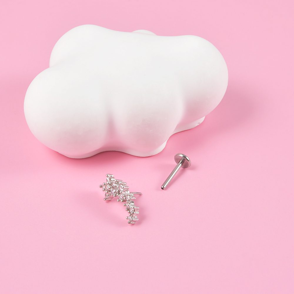 1PC Surgical Steel Zircon Labr - مراجعة Body Jewelry Threadless وسعره