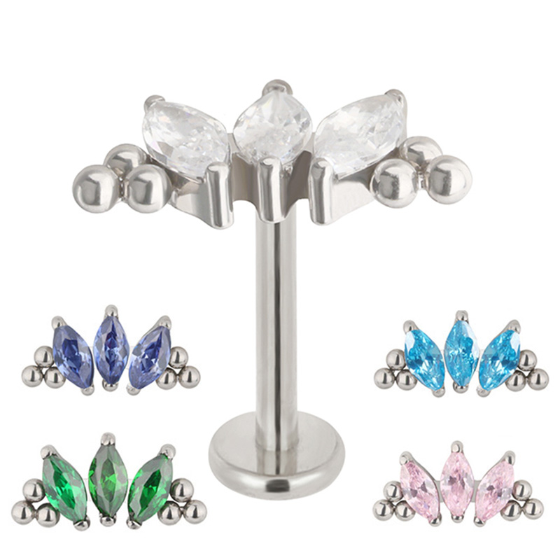 ASTM F136 Titanium PIERC 3 CZ  - مراجعة Cluster Stud Ear وسعره