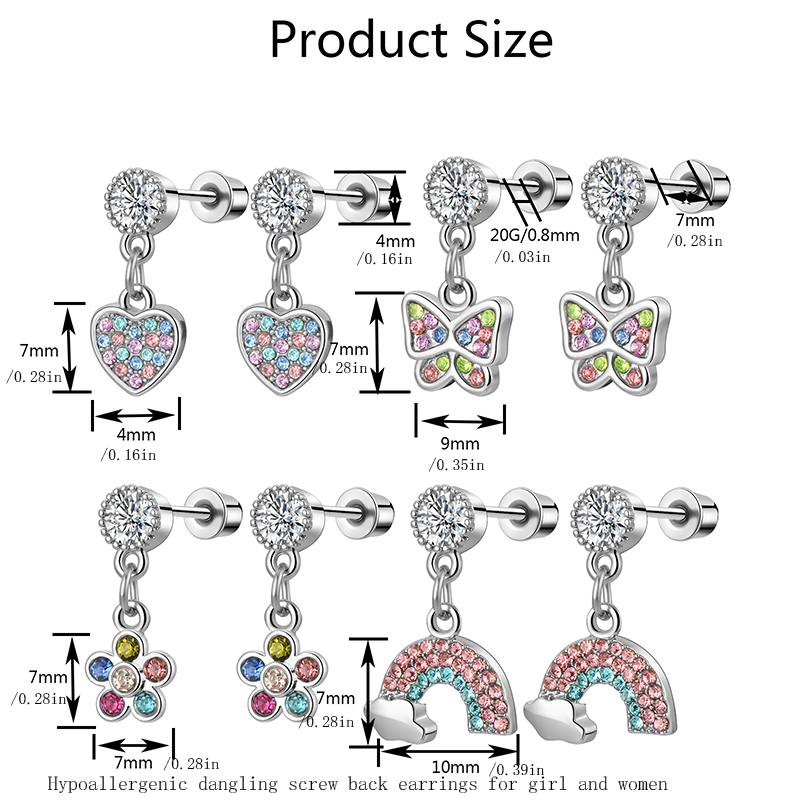 1/4 Pairs Hypoallergenic Dangl - مراجعة Tragus Flat Back وسعره